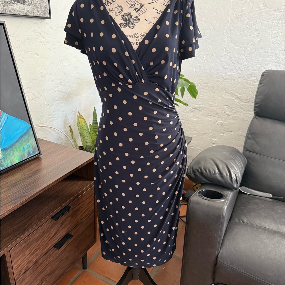 Elegant Polka Dot Wrap Dress